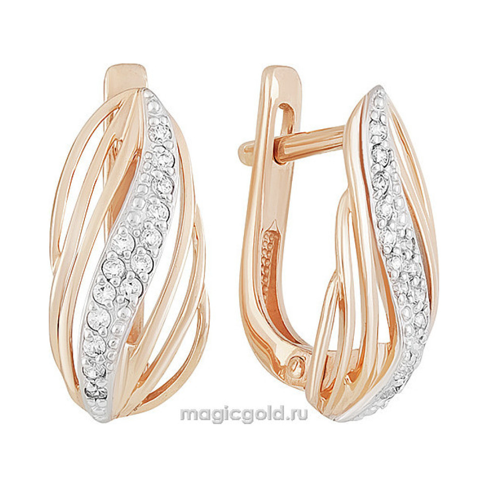 Золотые серьги с фианитом № 159675