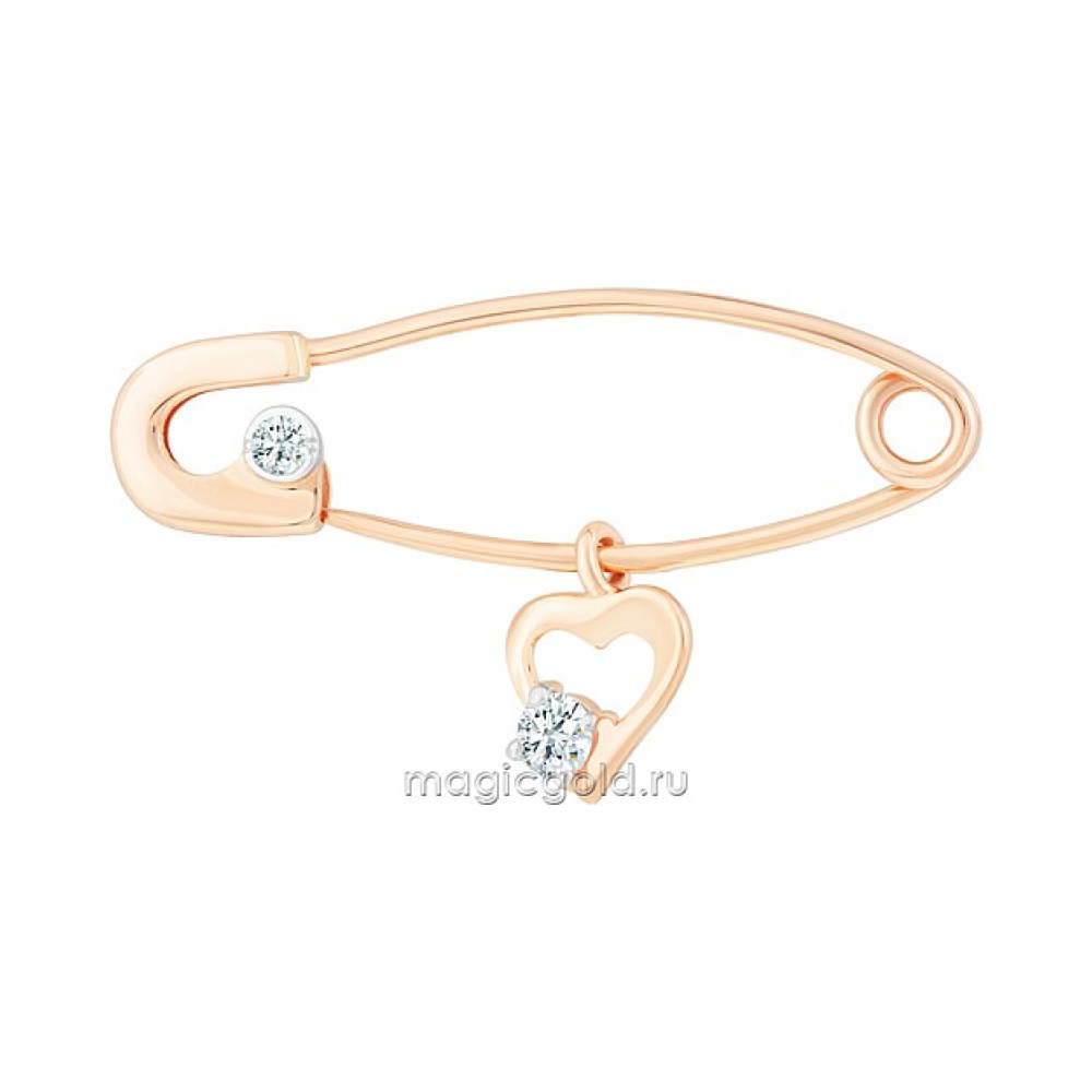 Золотая брошь с фианитом № 171848