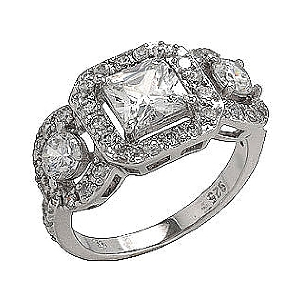 Серебряное кольцо с фианитом № 75180