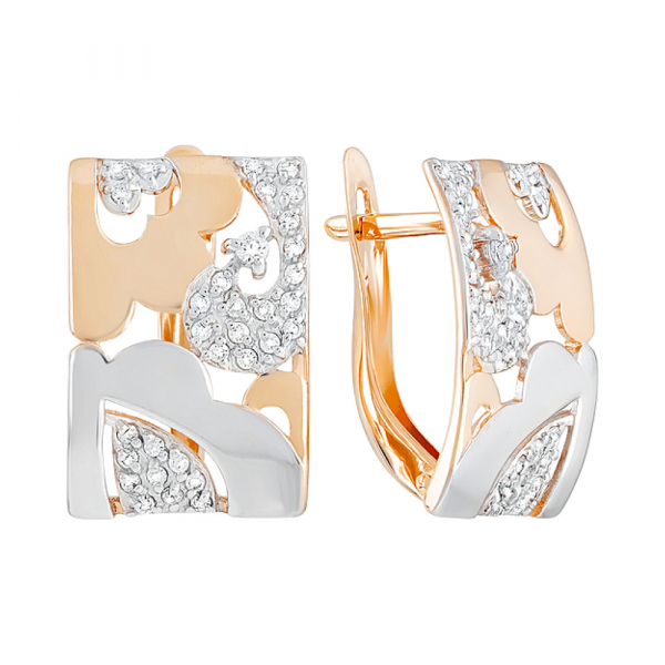 Золотые серьги с фианитом № 129875