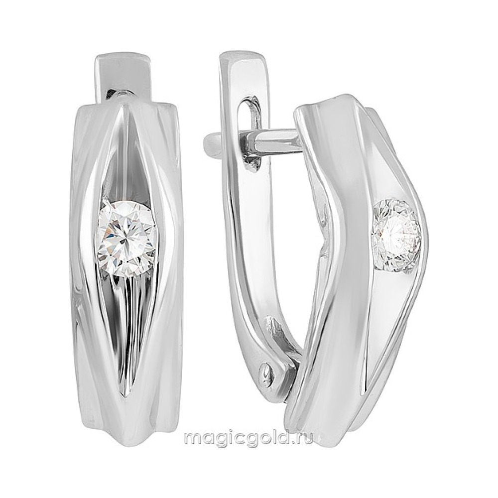 Золотые серьги с бриллиантом № 161065
