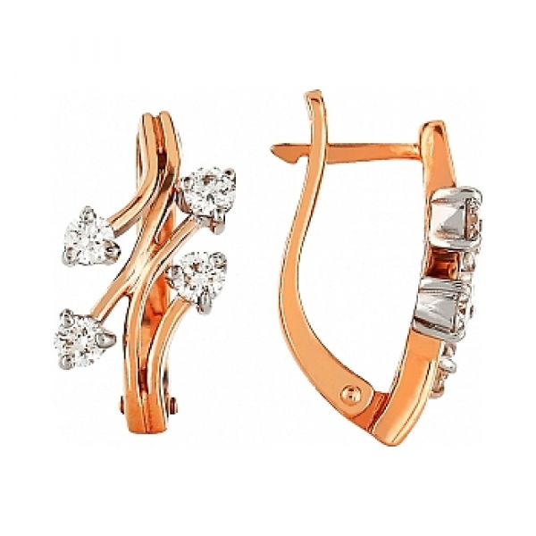 Золотые серьги с бриллиантом № 115564