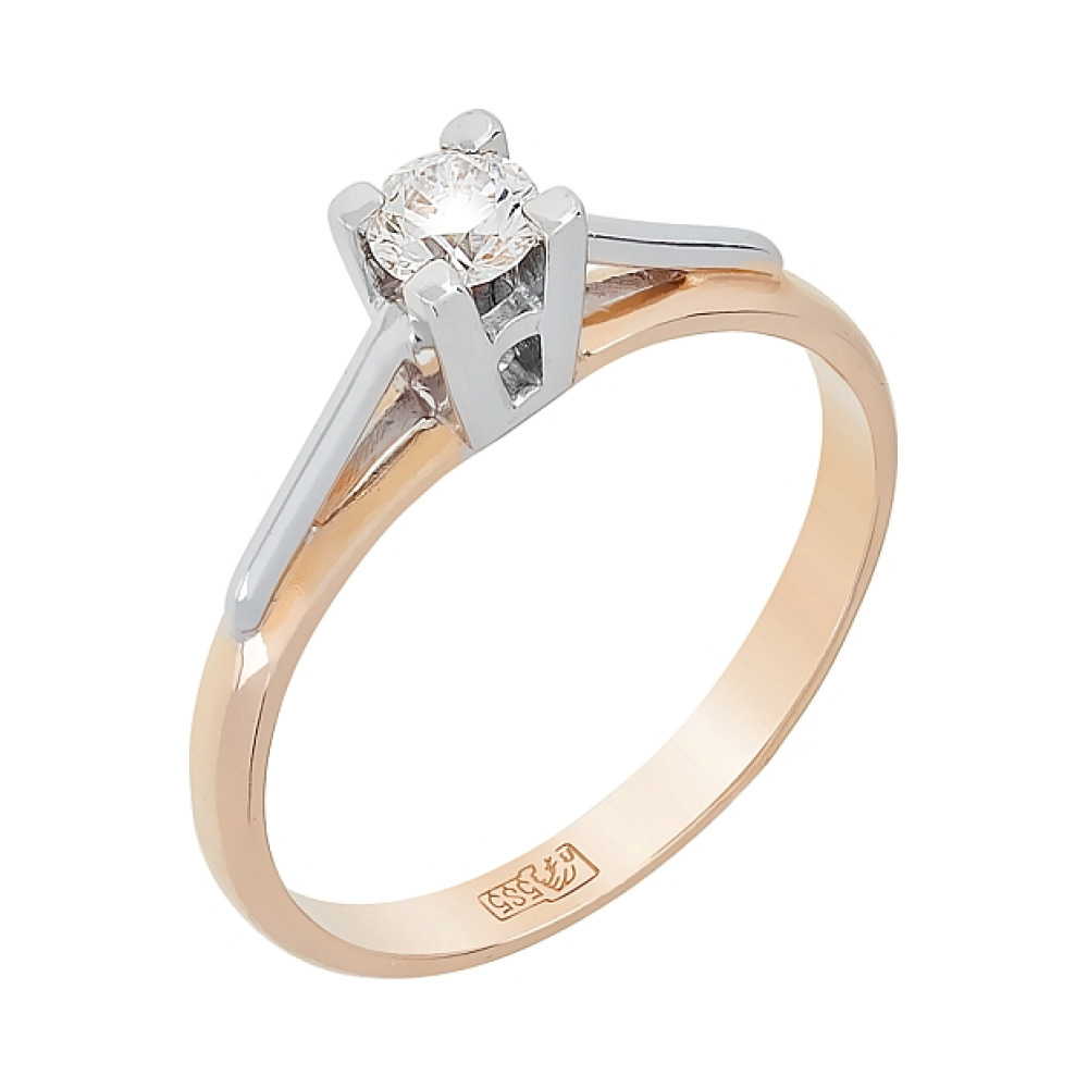 Золотое кольцо с бриллиантом № 25527