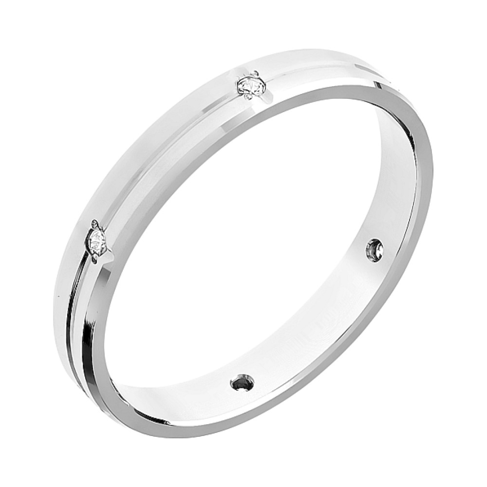 Золотое кольцо обручальное с фианитом 3мм № 79407