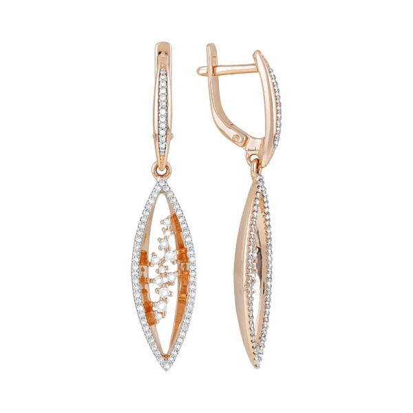 Золотые серьги с фианитами № 121422