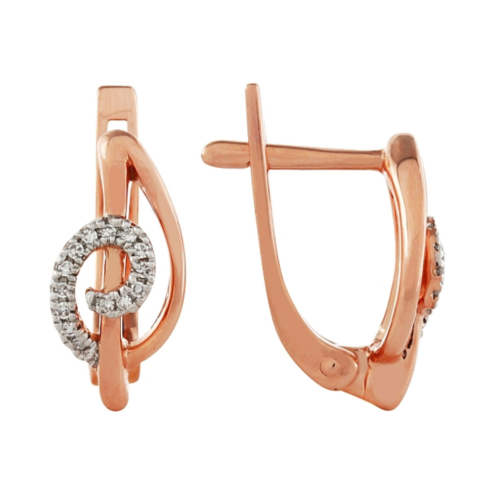 Золотые серьги с бриллиантом № 99024