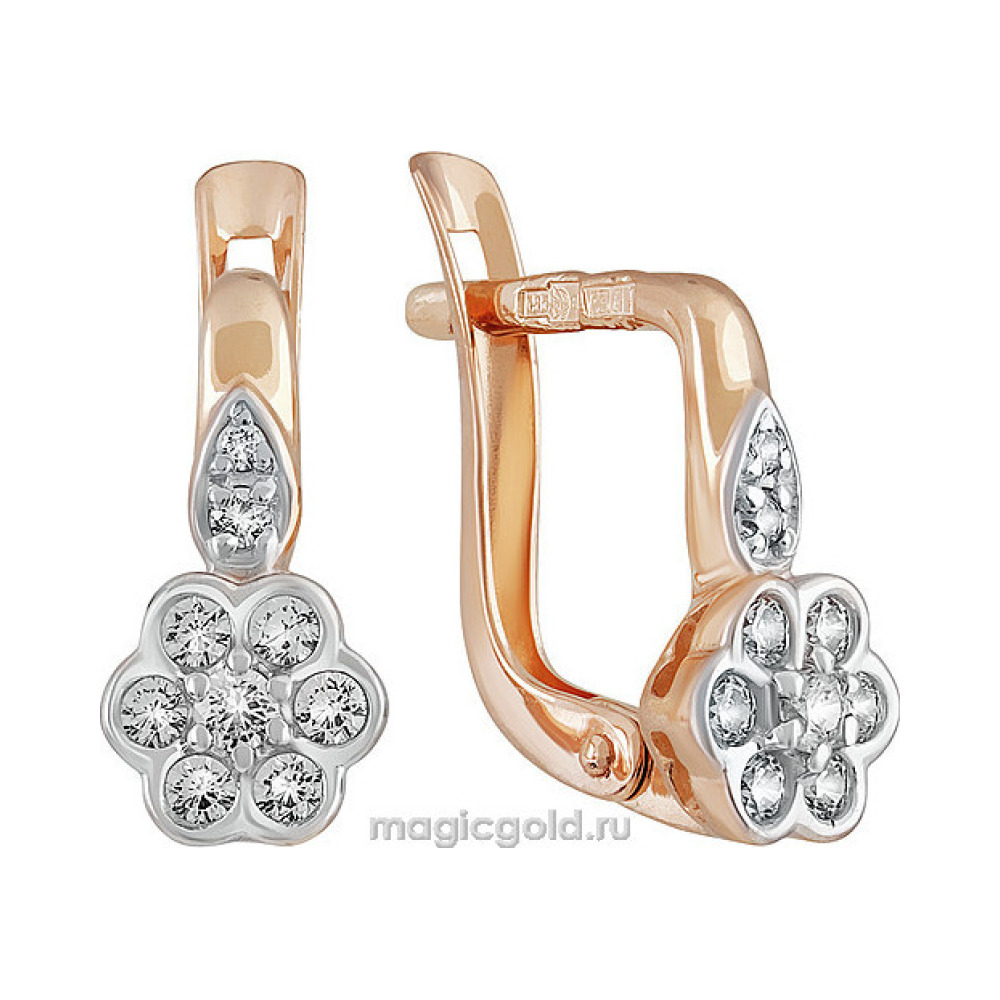 Золотые серьги с фианитом № 139973