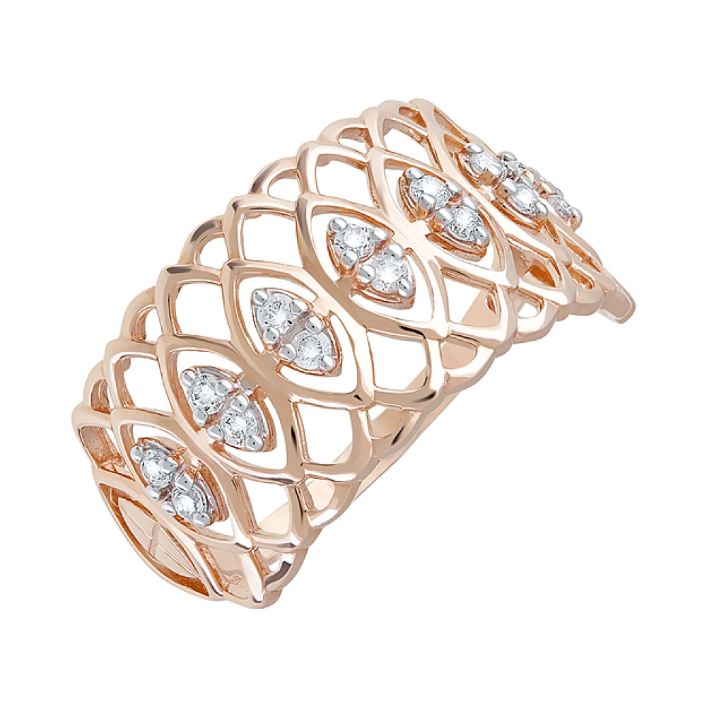 Золотое кольцо с фианитами № 123643