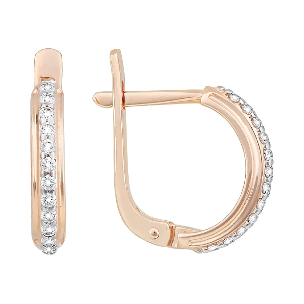 Золотые серьги с фианитом № 72563