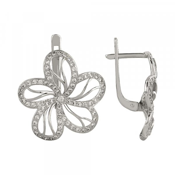 Золотые серьги с фианитом № 79480