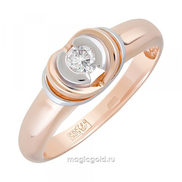 Золотое кольцо с бриллиантом № 129133