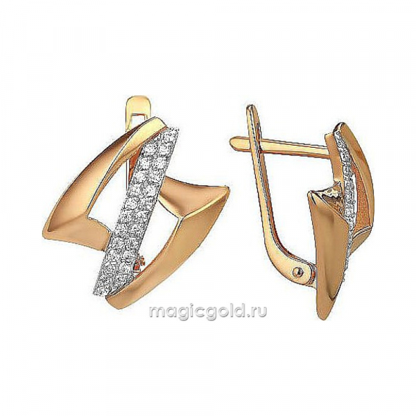 Золотые серьги с фианитом № 174001