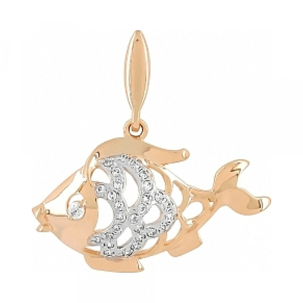 Золотая подвеска с фианитами № 109623