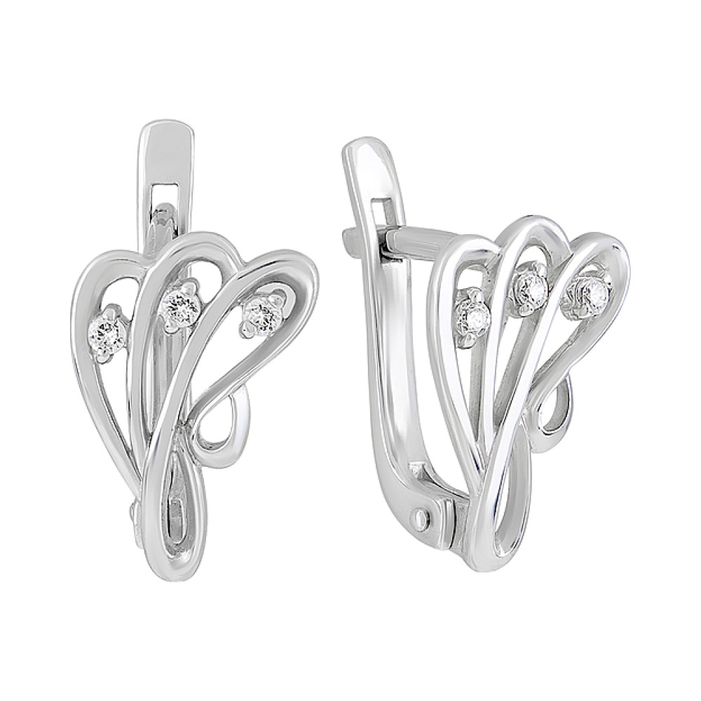 Золотые серьги с фианитом № 79484