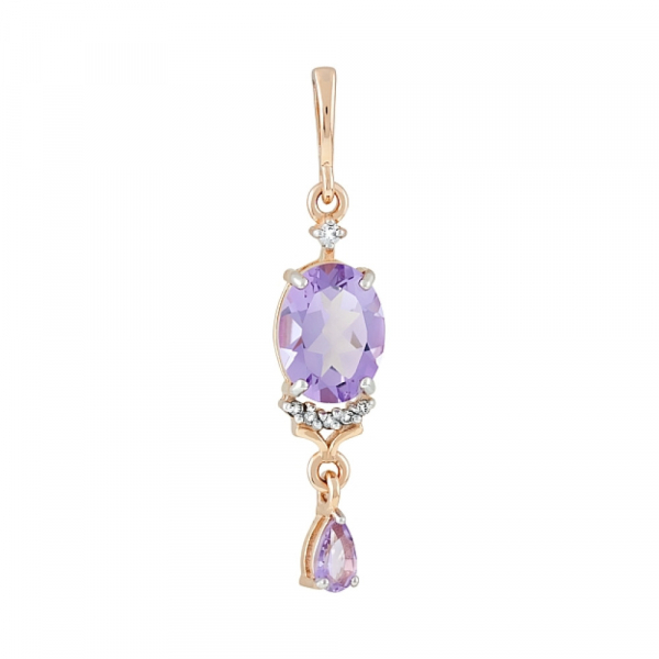 Золотая подвеска с аметистом и фианитом № 119443