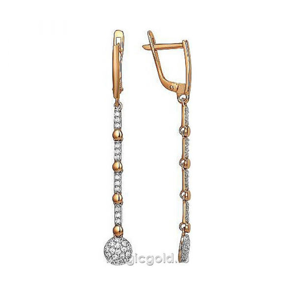 Золотые серьги с фианитом № 174006