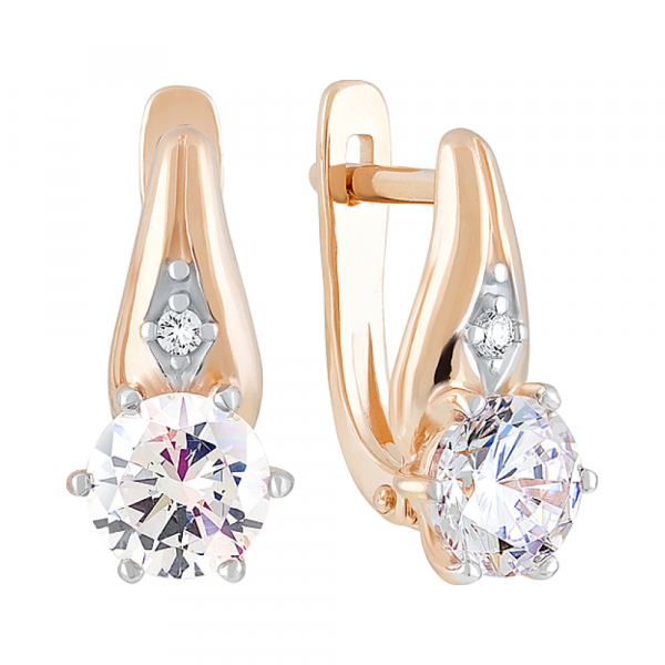 Золотые серьги с фианитами № 128631