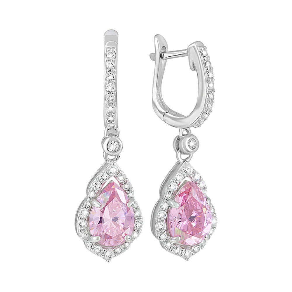 Серебряные серьги с фианитами № 127707