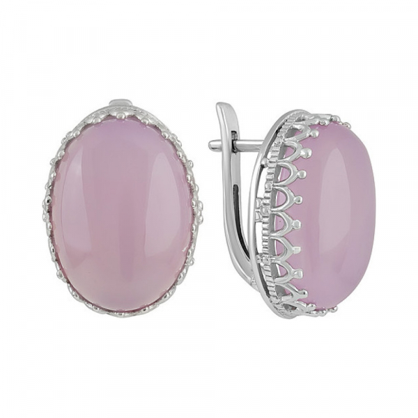 Серебряные серьги с розовым ониксом № 128112