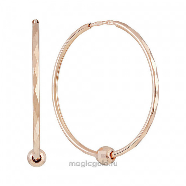 Золотые серьги без камня с алмазкой № 139952