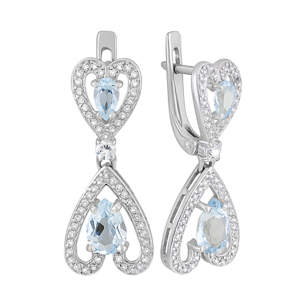 Серебряные серьги с топазом и фианитом № 123279