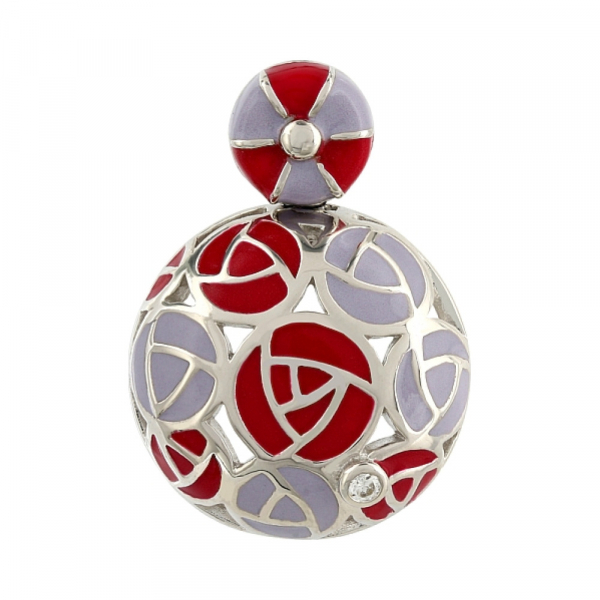 Серебряная подвеска с фианитом и эмалью № 106197