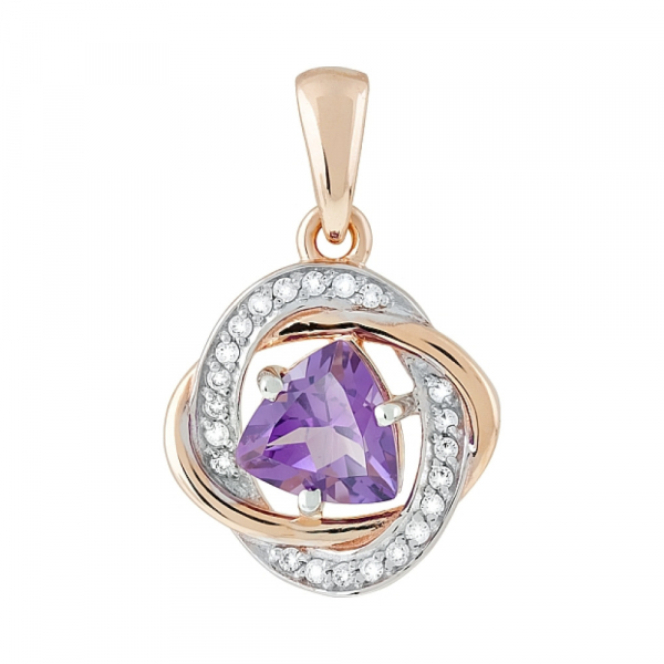 Золотая подвеска с аметистом и фианитом № 119425