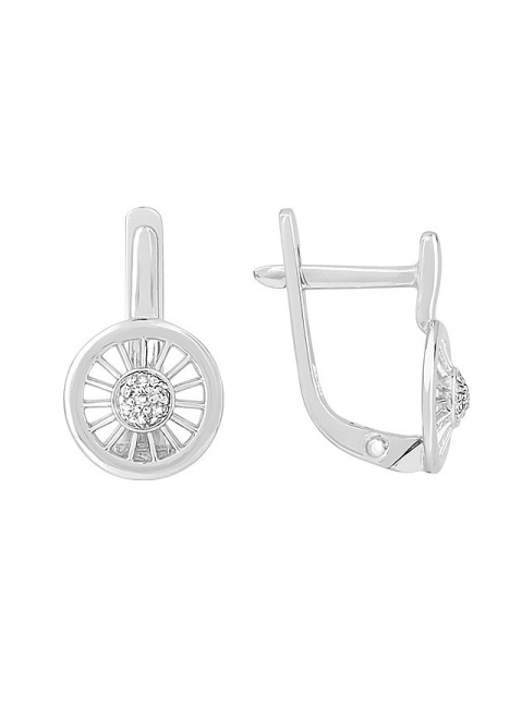 Золотые серьги с бриллиантом № 113810