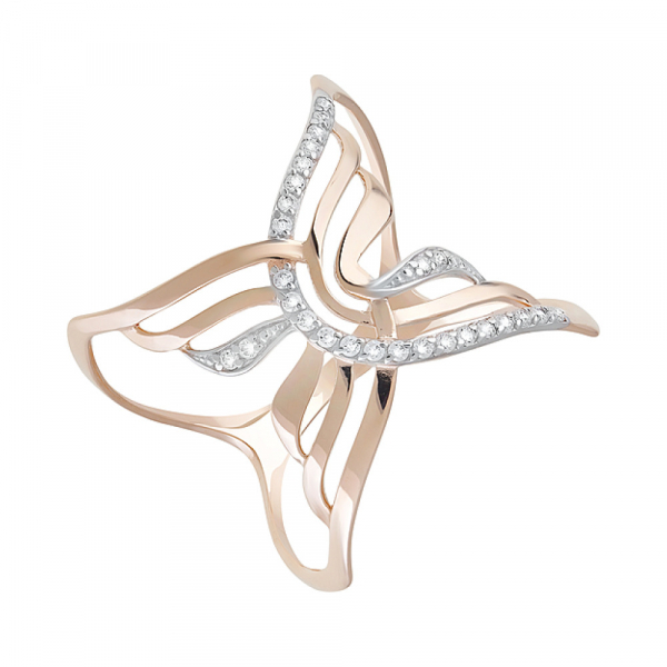 Золотое кольцо с фианитами № 129053