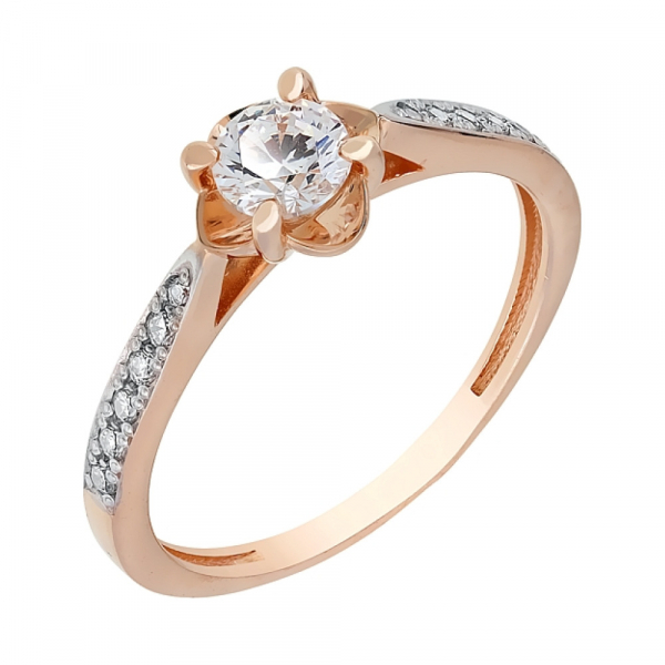 Золотое кольцо с фианитами № 116103