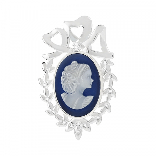 Брошь-подвеска с карбоном и фианитом  № 108428