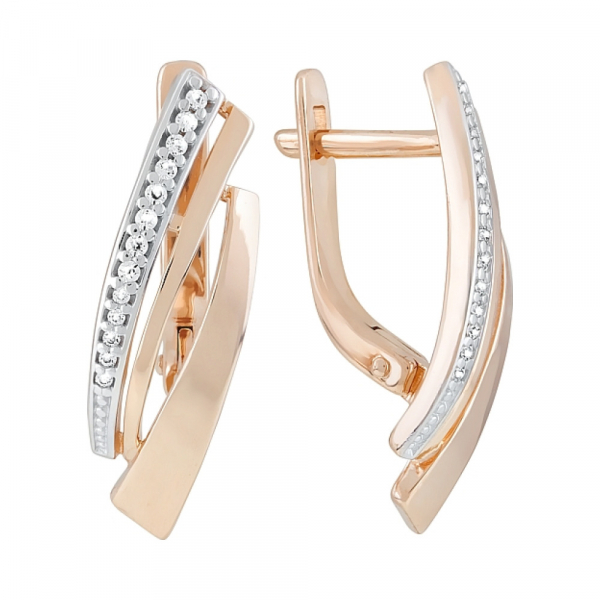 Золотые серьги с фианитами № 121869