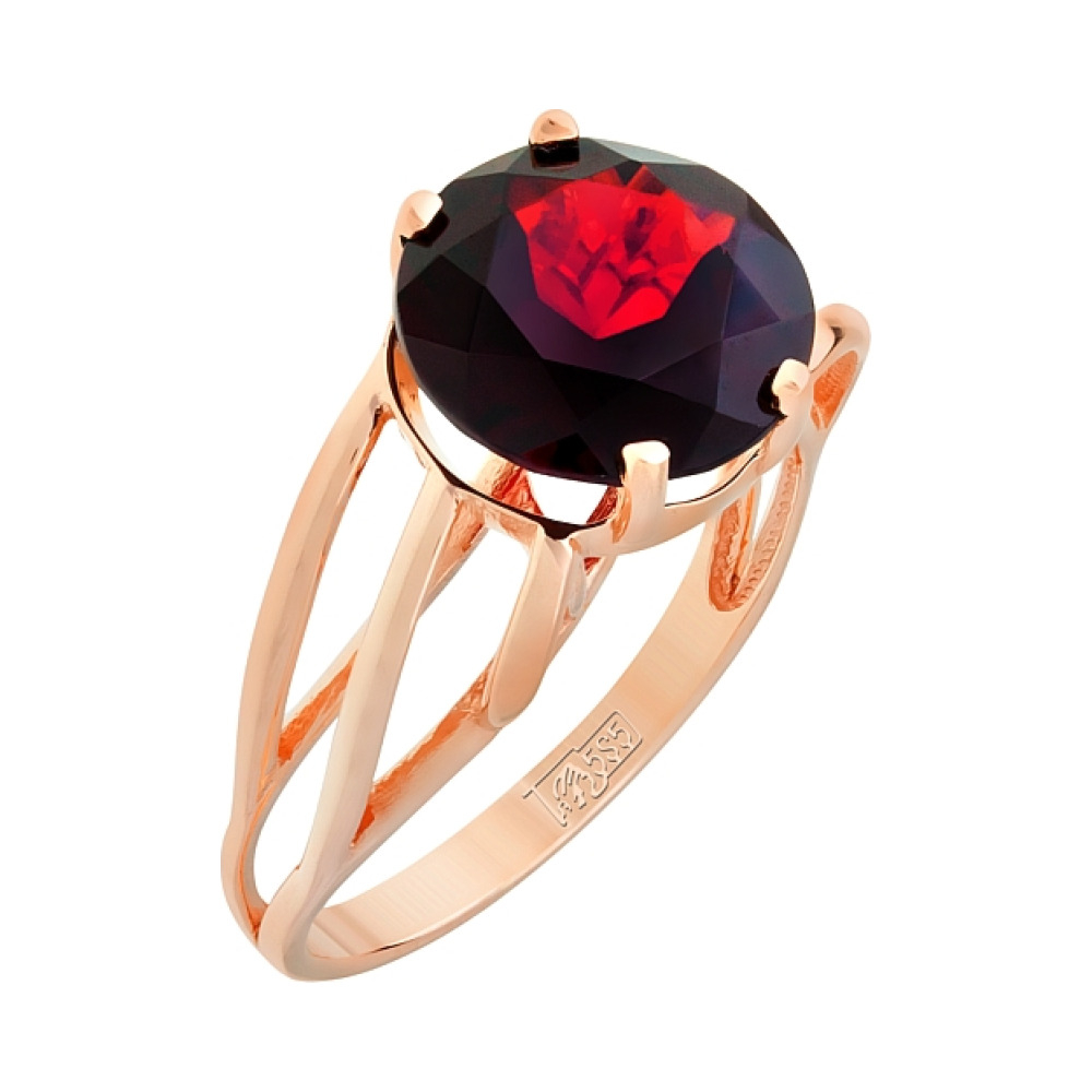 Золотое кольцо с гранатом № 109091