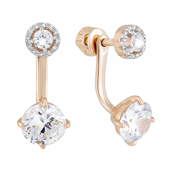 Золотые серьги с фианитами № 127784