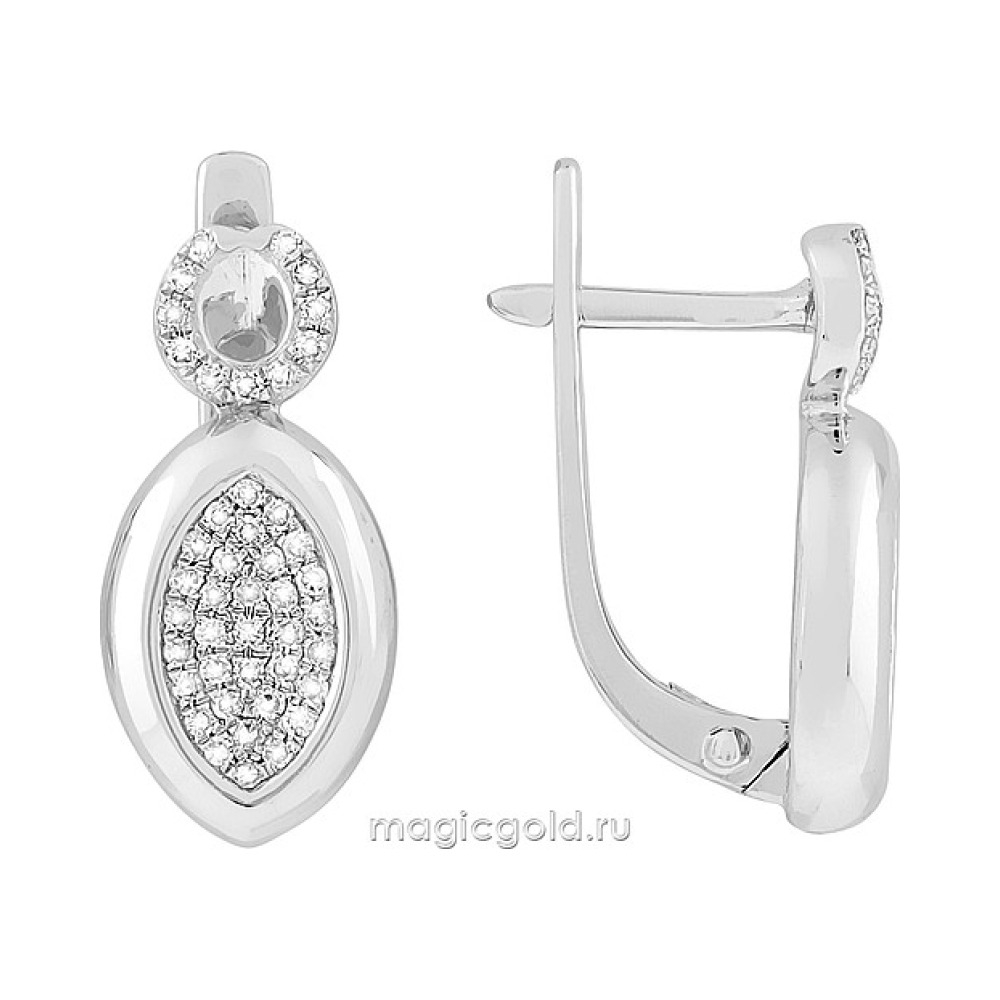 Золотые серьги с бриллиантом № 113688