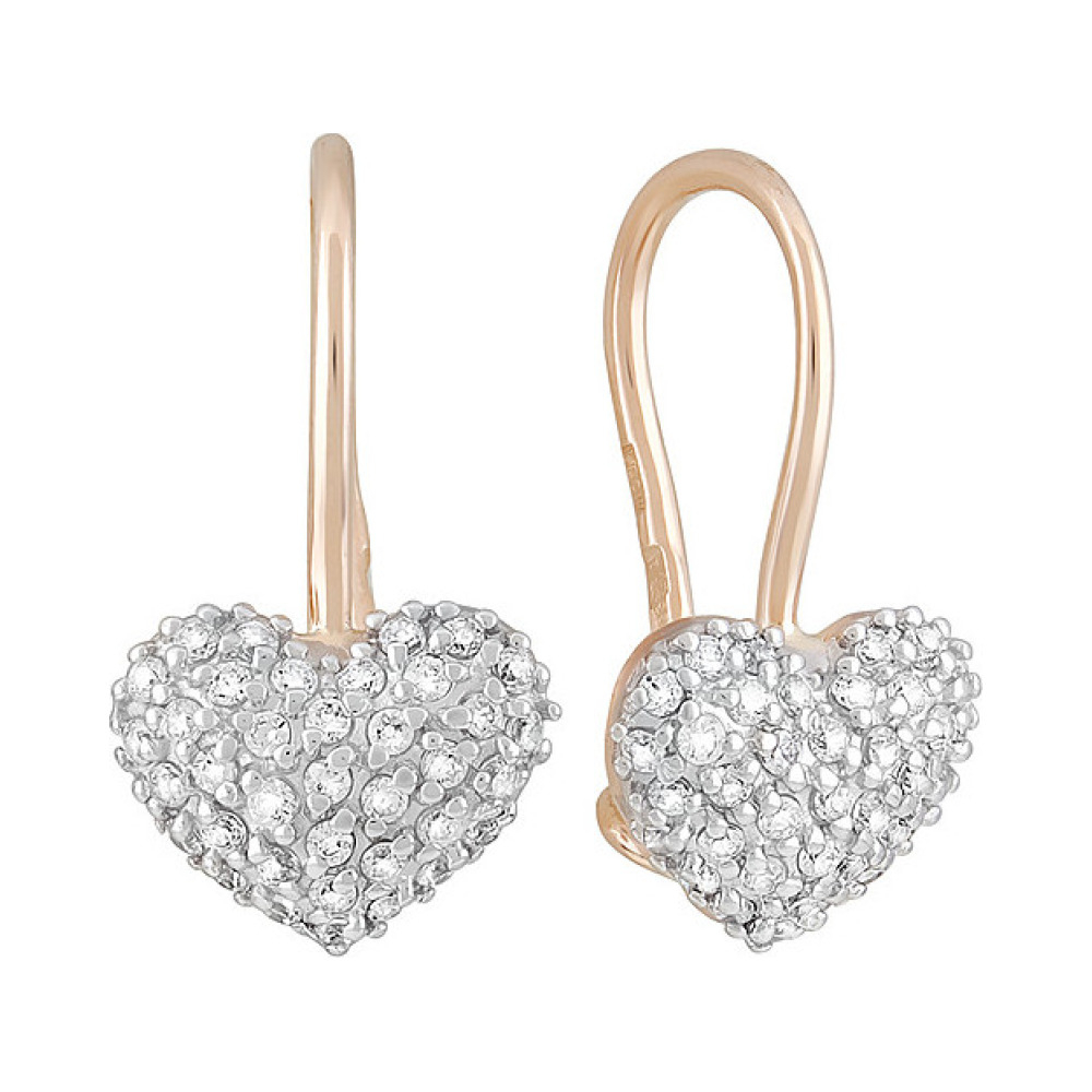 Золотые серьги с фианитом № 126109