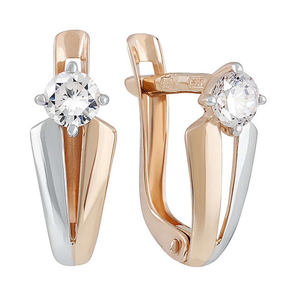 Золотые серьги с фианитом № 135400