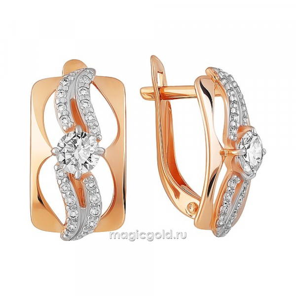 Золотые серьги с фианитом № 163876