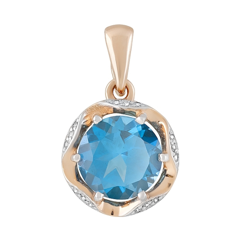 Золотая подвеска с топазом и фианитом № 119644