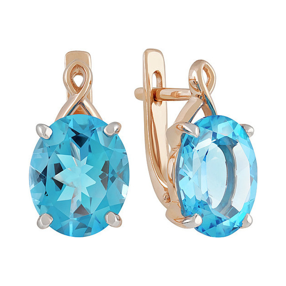 Золотые серьги с топазом № 135128