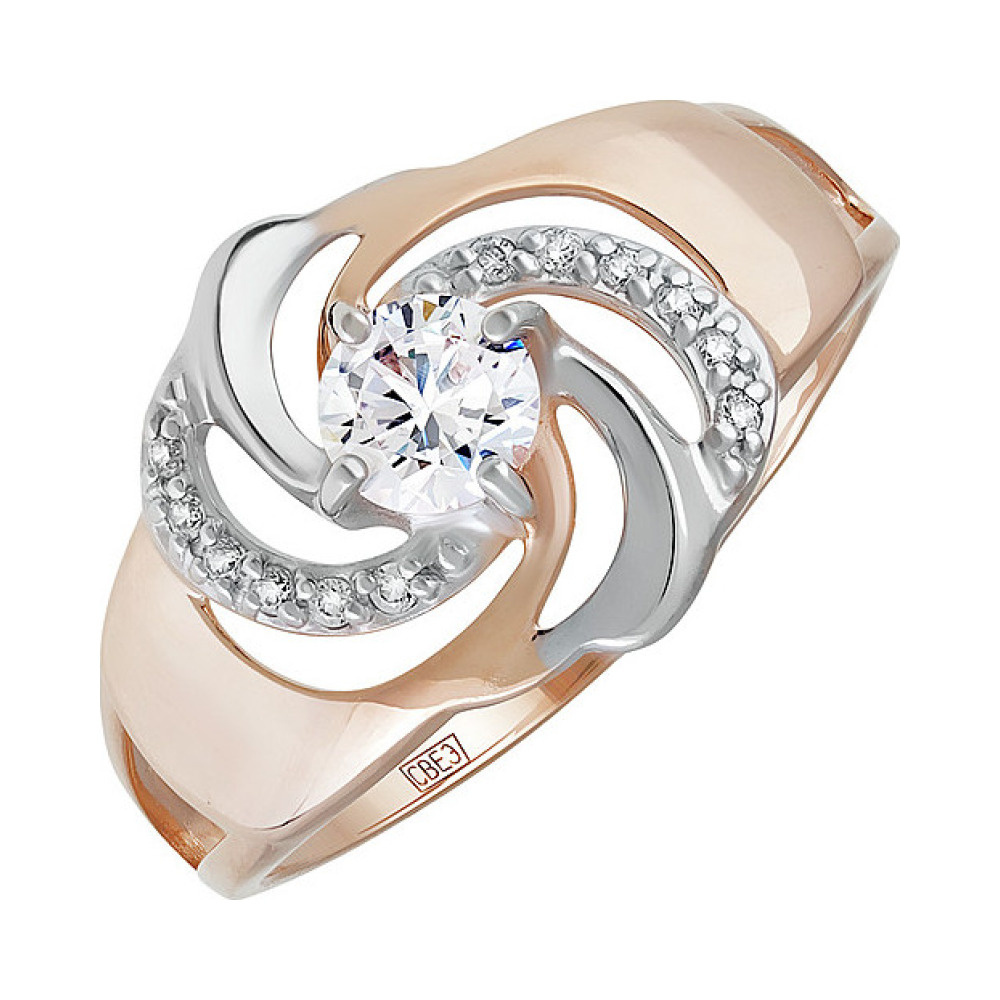 Золотое кольцо с фианитом № 137908