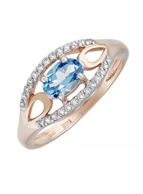Золотое кольцо с топазом и фианитом № 131572