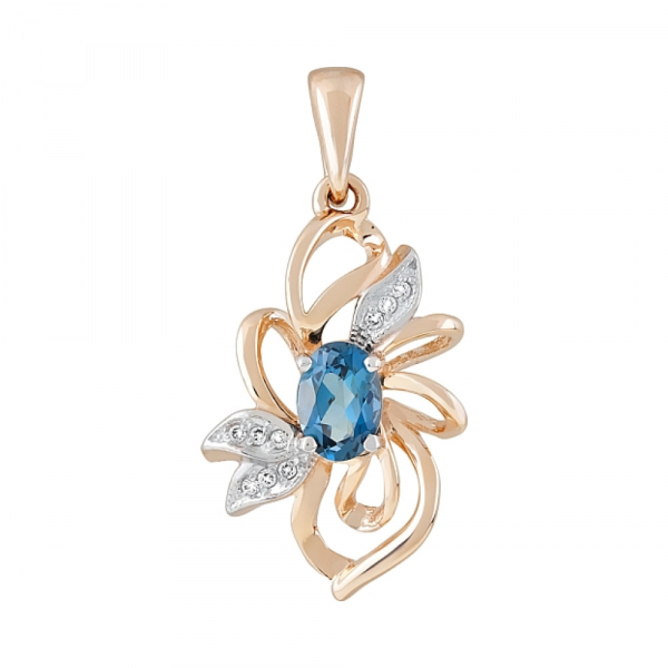 Золотая подвеска с топазом и фианитом № 120514