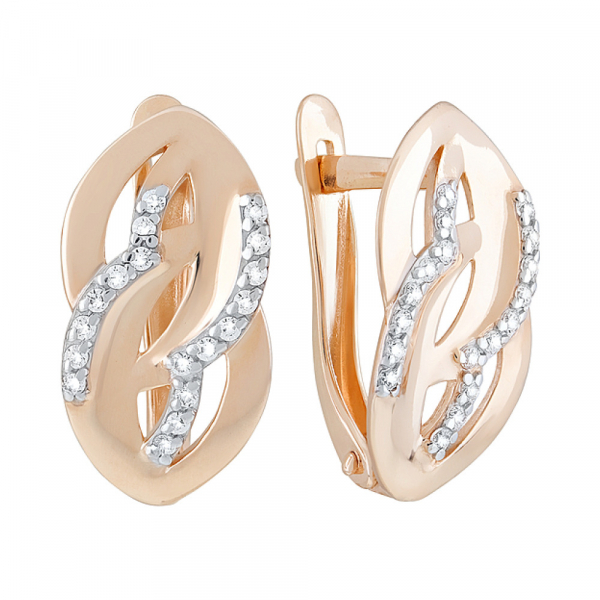 Золотые серьги с фианитами № 126746