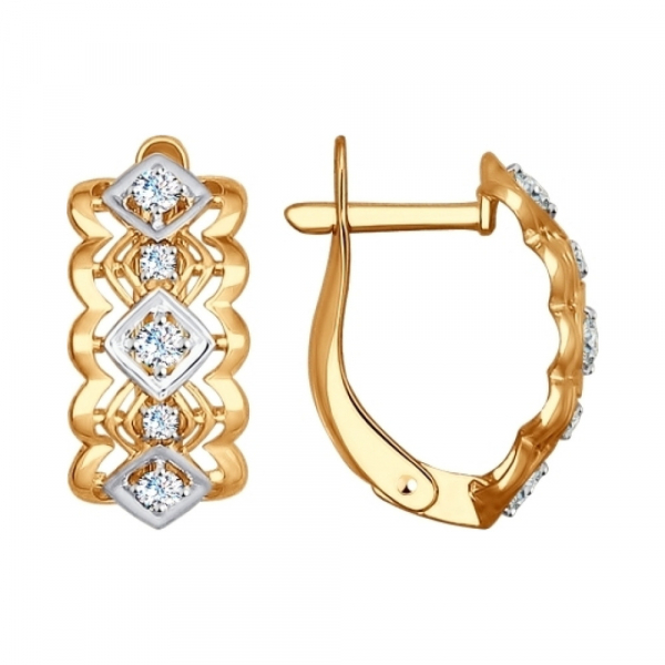 Золотые серьги с фианитом № 138383