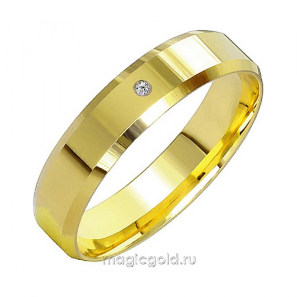 Золотое кольцо с бриллиантом обручальное 5мм № 162588