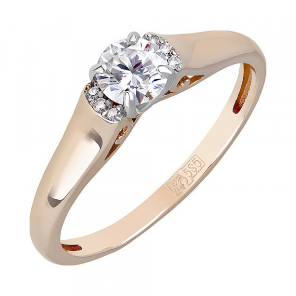 Золотое кольцо с бриллиантом № 121618