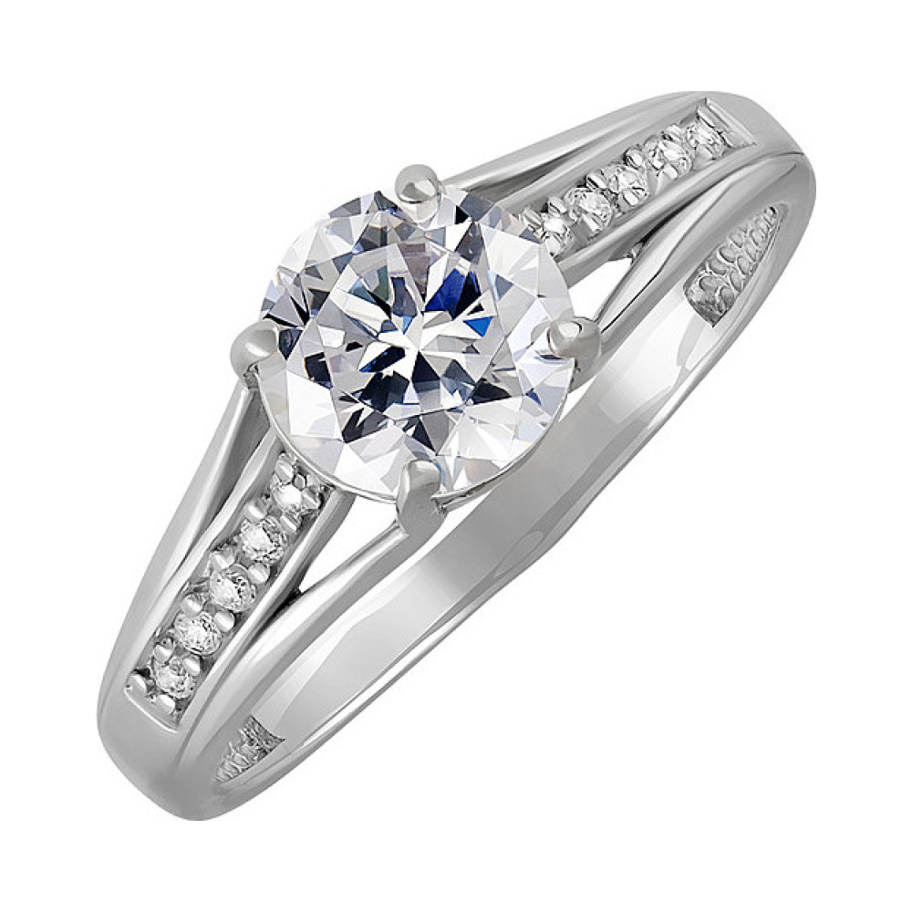Серебряное кольцо с фианитом № 132946
