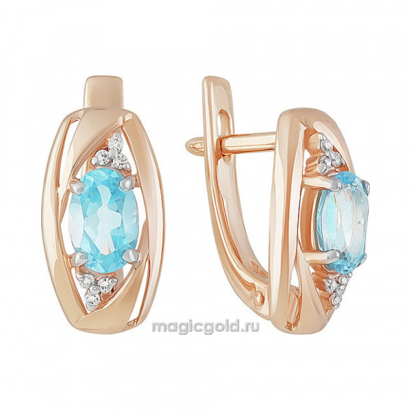 Золотые серьги с топазом и фианитом № 158915