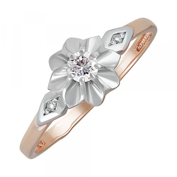 Золотое кольцо с фианитом № 138050